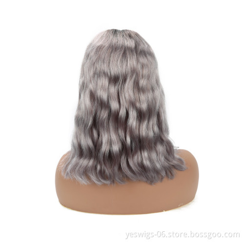 Natural Body Wave HD Transparent Lace Front Bob Wig 1b/613 Blonde Pink Hot Pink Neon Purple Gray Ombre Color Hair Short Bob